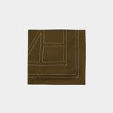 Embroidered Monogram Scarf - TOTEME - Silk - Brown