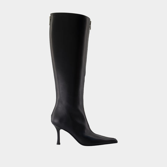 Vera 85mm Knee High Zip Boots - Alexander Wang - Leather - Black