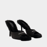 Cher 105mm Mules - Alexander Wang - Silk - Black