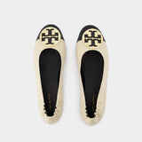 Tory Burch Claire Cap-Toe 奶油色皮质芭蕾鞋