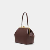 Large Kisslock Clutch - Coach - Leather - Brown