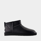 Classic Ultra Mini Lthr Regen Ankle Boots - UGG - Leather - Black