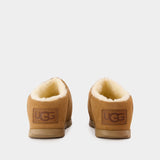 W Pumped 棕色皮毛一体穆勒鞋踝靴