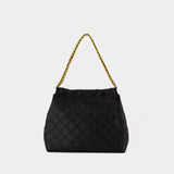 Fleming Hobo Shoulder Bag - Tory Burch - Leather - Black