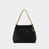 Fleming Hobo Shoulder Bag - Tory Burch - Leather - Black