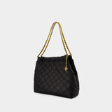 Fleming Hobo Shoulder Bag - Tory Burch - Leather - Black