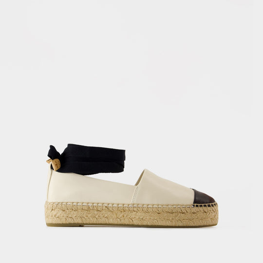 Cap Toe Espadrilles - Tory Burch - Leather - White