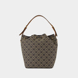 T-Monogram Oversized Shoulder Bag - Tory Burch - Cotton - Blue