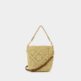 T-Monogram Shoulder Bag - Tory Burch - Raffia - Beige