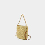 T-Monogram Shoulder Bag - Tory Burch - Raffia - Beige