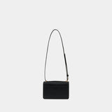 T-Monogram Pebble Shoulder Bag - Tory Burch - Leather - Black