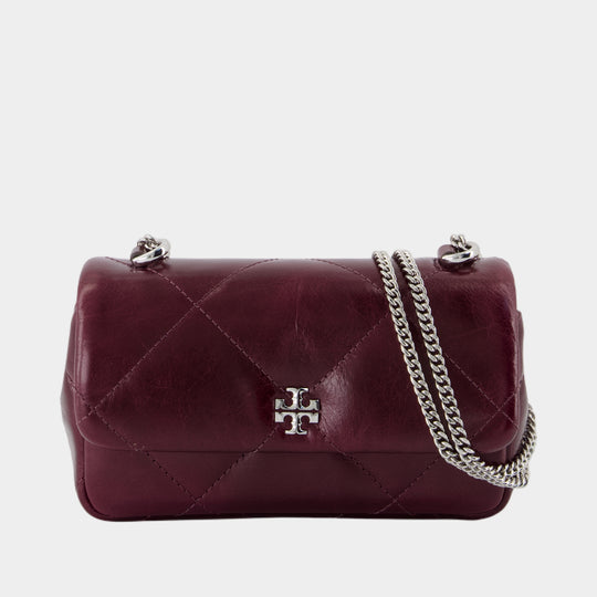 Kira Diamond Mini Flap Shoulder Bag - Tory Burch - Leather - Burgundy
