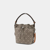 T-Monogram Utility Shoulder Bag - Tory Burch - Cotton - Grey