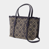 Perry T-Monogram Mini Shopper Bag - Tory Burch - Cotton - Blue