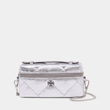 Kira Diamond Quilt East West Crossbody - Tory Burch - Leather - Silver