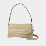 Charlie Small Shoulder Bag - Tory Burch - Leather - Beige