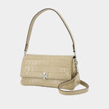Charlie Small Shoulder Bag - Tory Burch - Leather - Beige