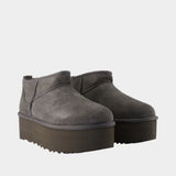 Classic Ultra Mini Platform Ankle Boots - UGG - Leather - Grey