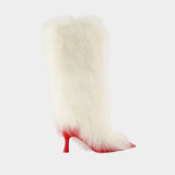 Ambush Fur Heel Boots - UGG - Fur - White/Red