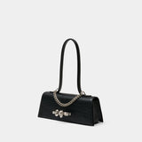 Jewelled Top Handle Shoulder Bag - Alexander McQueen - Leather - Black