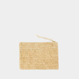 Praia Pouch Gc 米色拉菲草手提包