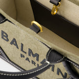 Balmain B-Army卡其色/黑色帆布小号购物袋