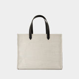 B-Army Medium 裸色/黑色拉菲草中号购物包