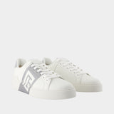 B-Court Sneakers - Balmain - Leather - White/Grey
