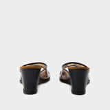 Natty 黑色皮质高跟拖鞋