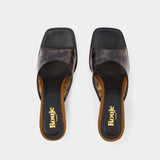 Natty 黑色皮质高跟拖鞋