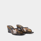 Natty 黑色皮质高跟拖鞋