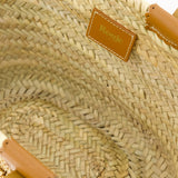 Dimanche 中性色皮质肩带拉菲草编制单肩手提包