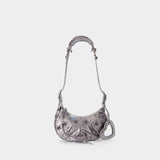 Balenciaga Cagole XS银色皮质单肩包