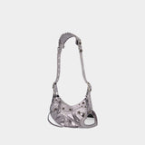 Balenciaga Cagole XS银色皮质单肩包