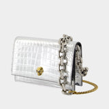 Wallet On Chain Small Skull - Alexander McQueen - Leather - Silver