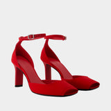 Peep Toe Pumps - Courreges - Jersey - Red