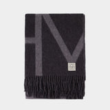 Monogram Scarf - TOTEME - Wool - Grey