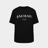Vintage Print Reg Fit T-Shirt - Balmain - Cotton - Black