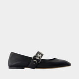 Uma Eyelet Ballerinas - Aeyde - Leather - Black
