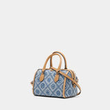 T-Monogram Petite Barrel Shopper Bag - Tory Burch - Cotton - Blue