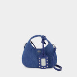Hobo Mini Studs Purse - Ganni - Cotton - Blue