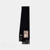 Mu Solid Label Scarf - Burberry - Cashmere - Black