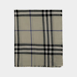 Check Scarf 米灰色格纹羊毛围巾