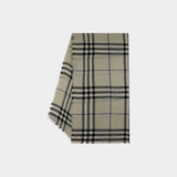 Check Scarf 米灰色格纹羊毛围巾