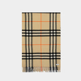 Burberry Giant Check 米色羊绒围巾