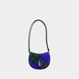 Rocking Horse蓝色格纹拼色斜挎包单肩包