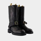 Soft Saddle Low Boots - Burberry - Leather - Black