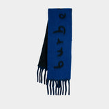 Mu Text Scarf - Burberry - Wool - Blue