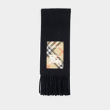 Mu Solid Label Scarf - Burberry - Cashmere - Black
