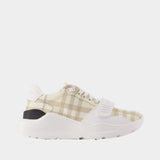 New Regis Large Check Sneakers - Burberry - Nylon - Ivory